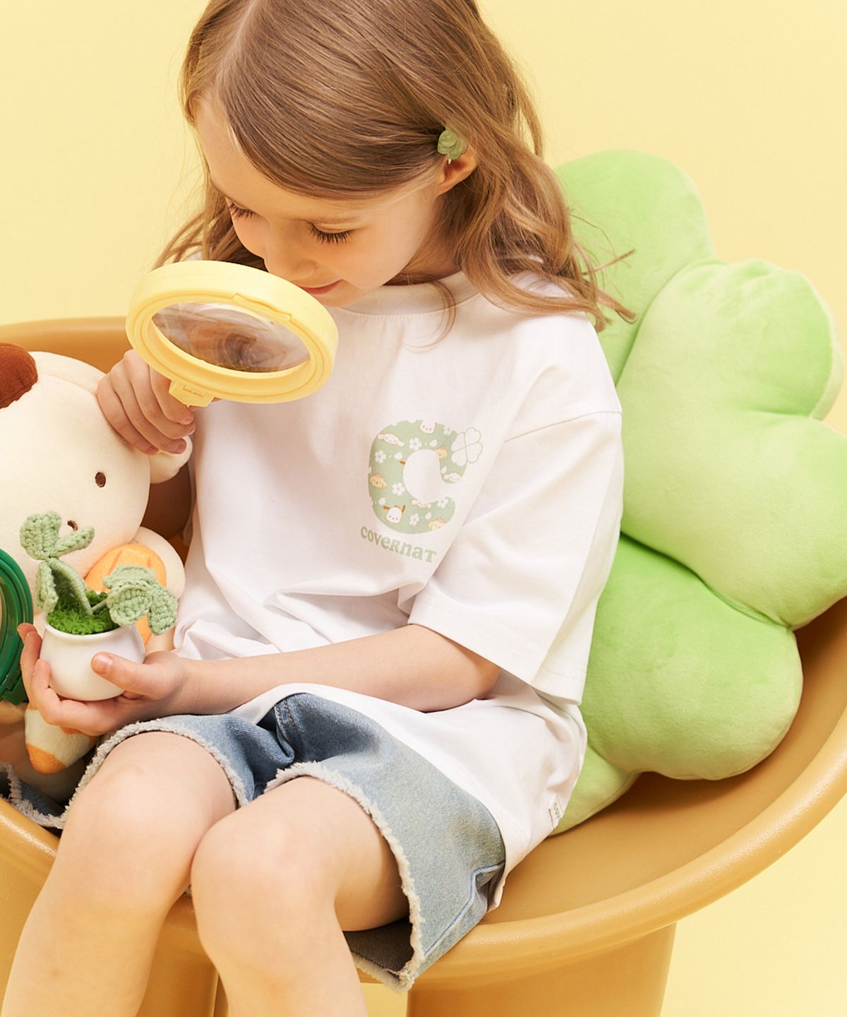 커버낫 키즈(COVERNAT KIDS) 콩콩 산리오캐릭터즈 오버핏 티셔츠 화이트 CK2605ST68WH