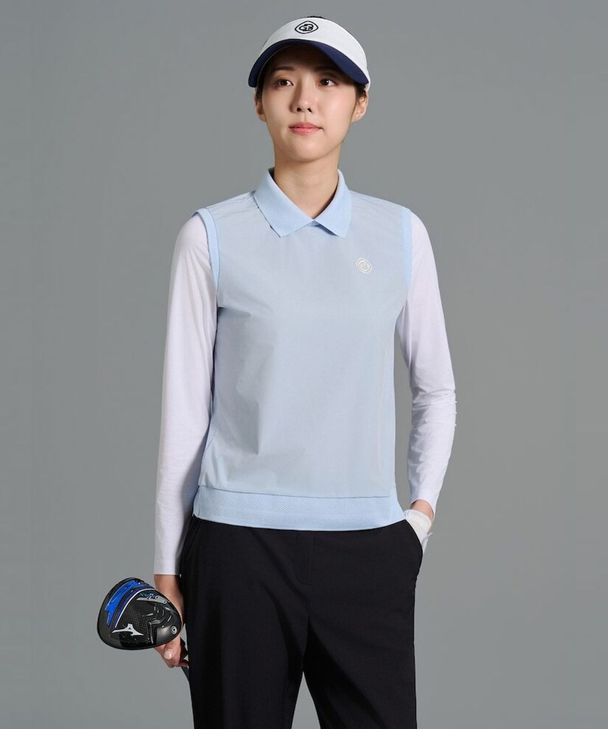 빈폴골프(BEANPOLE GOLF) [B_under] 여성 타공 믹스 AIO 칼라 티셔츠 - 스카이 블루
