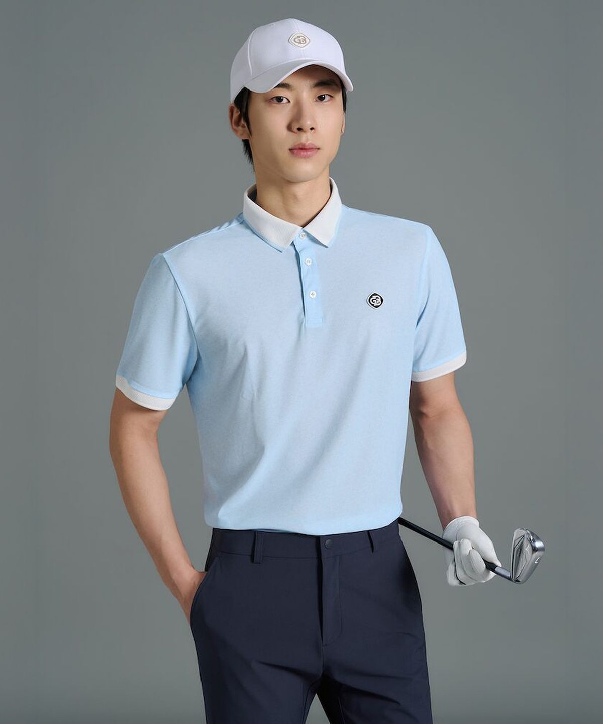 빈폴골프(BEANPOLE GOLF) [HERITAGE] 남성 심볼 프린트 반소매 티셔츠 - 스카이 블루