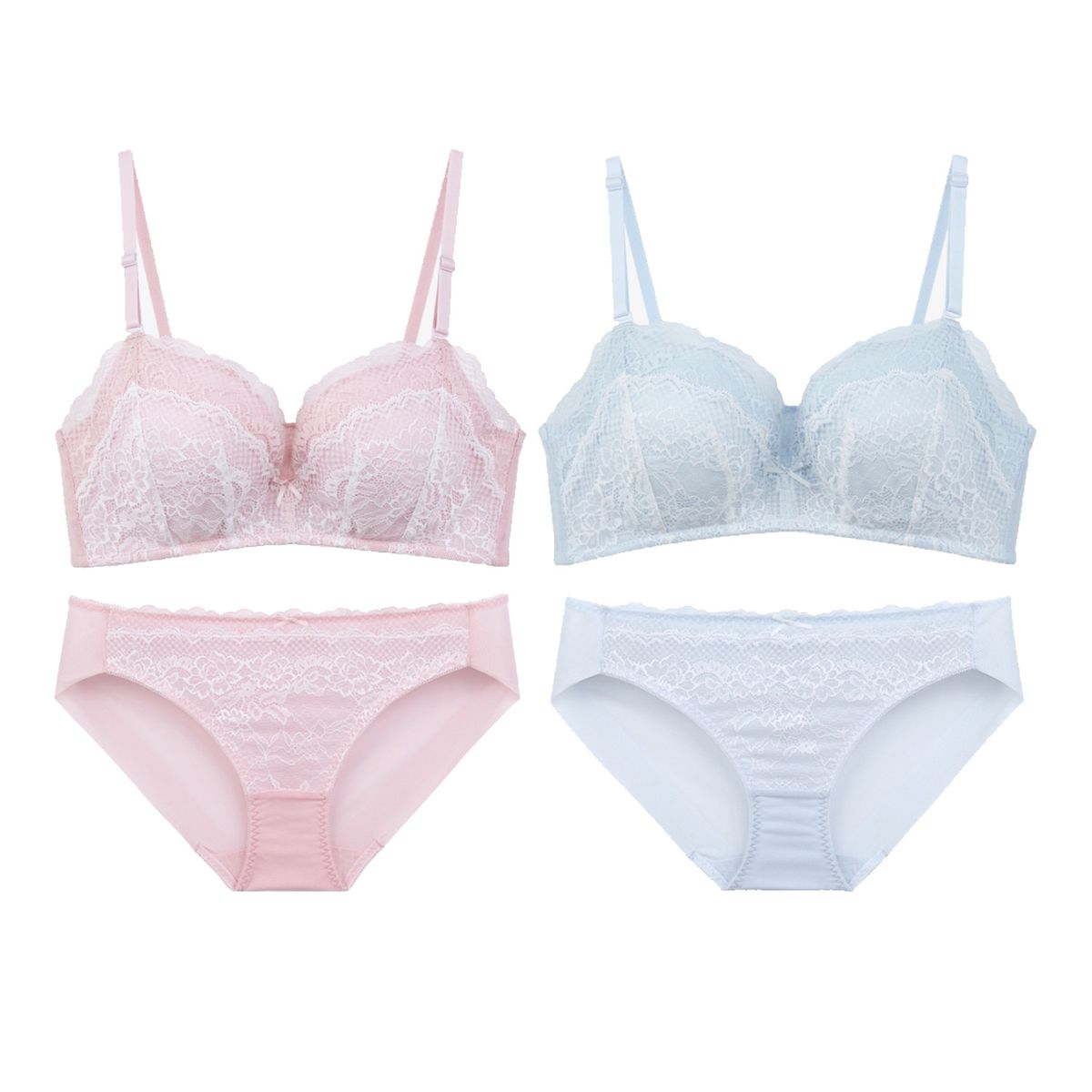 섹시쿠키(SEXY COOKIE) 러블리 투톤 레이스 브라 헴팬티 세트_2Colors