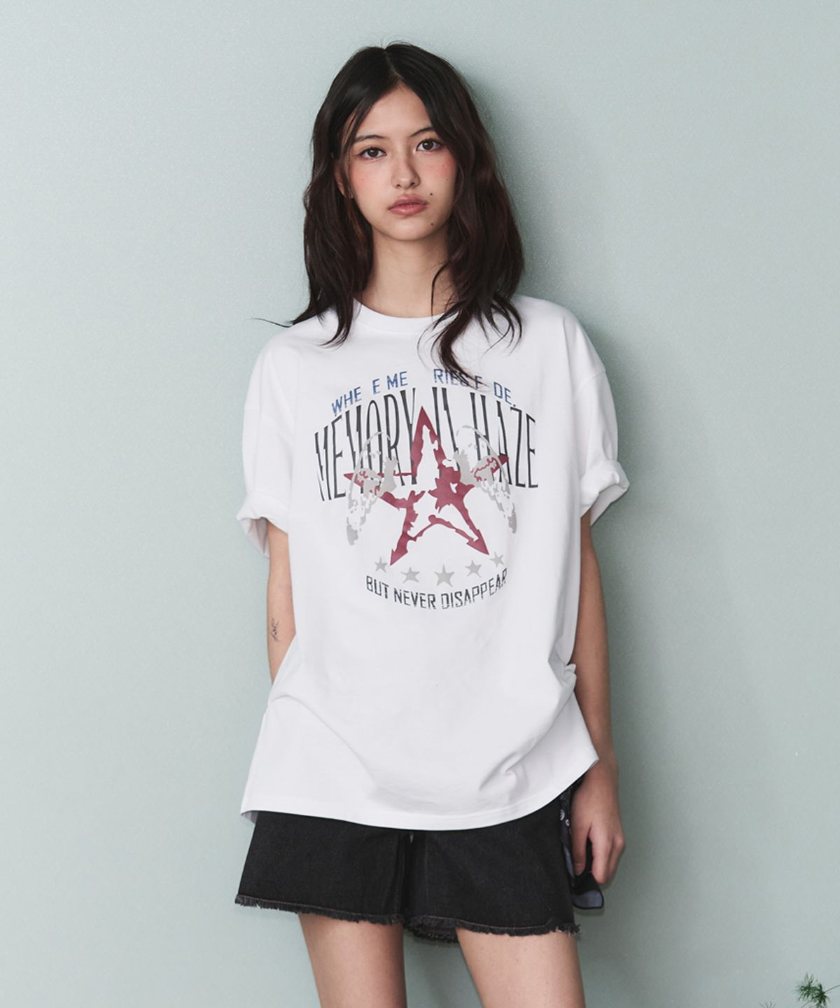 레더리(LEATHERY) 엠블럼 스타 오버핏 반팔 티셔츠 [WHITE]