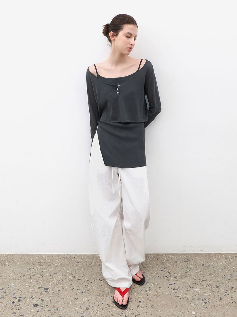 LAYERD HENRY NECK KNIT SET (T-7247)