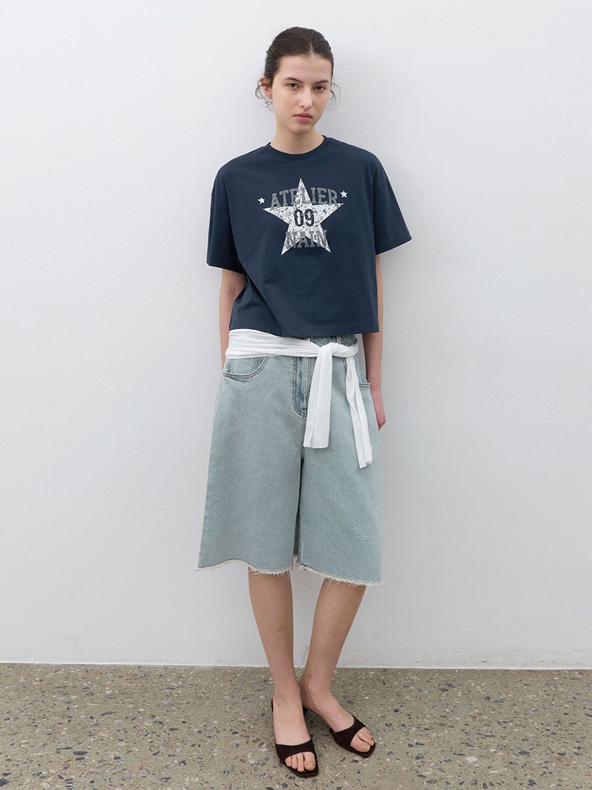 아틀리에 나인(ATELIER NAIN) ATELIER NAIN STAR OVER CROP TEE (T-7221)