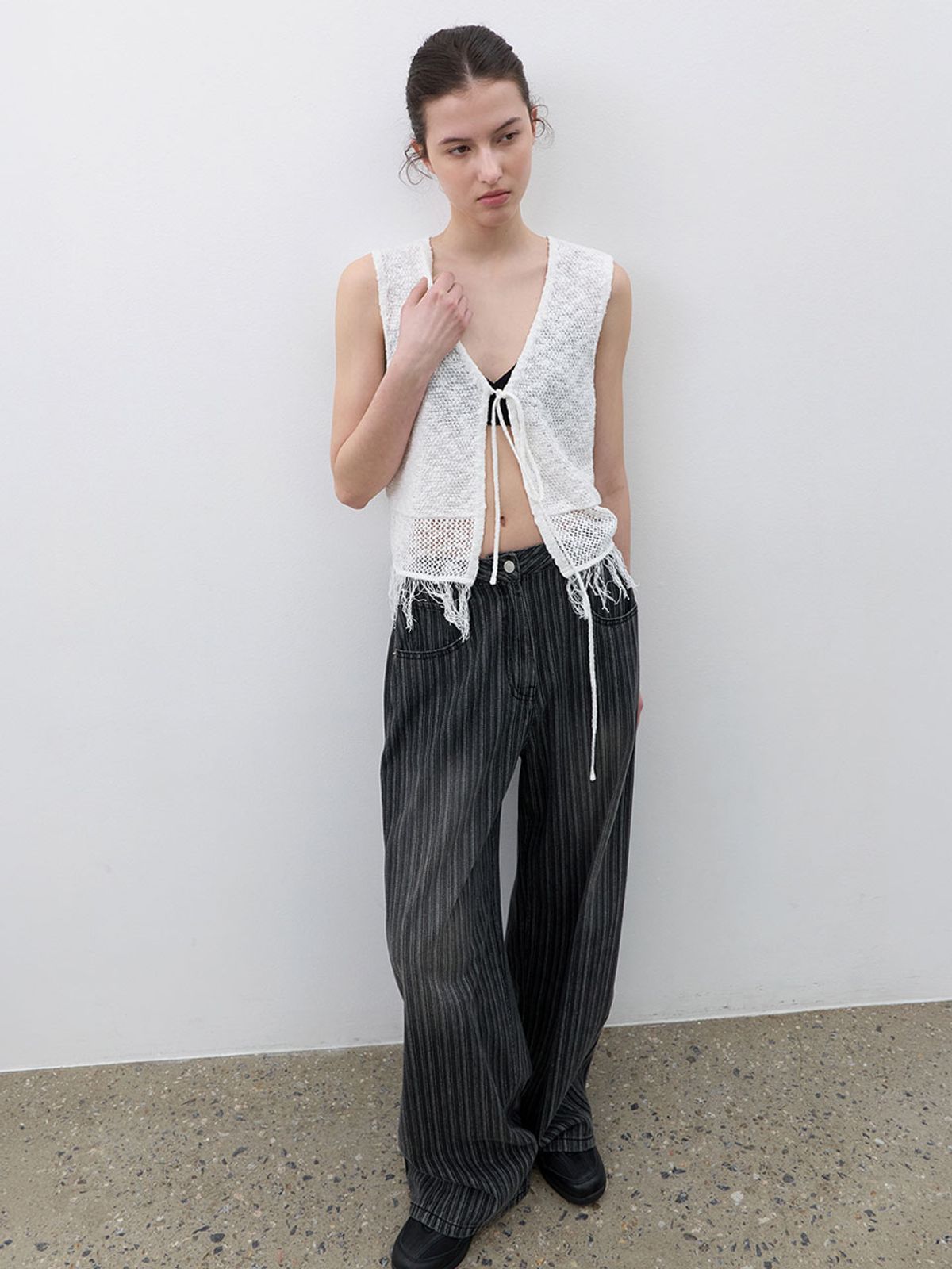 아틀리에 나인(ATELIER NAIN) FRINGE DETAIL KNIT VEST (VT-0283)