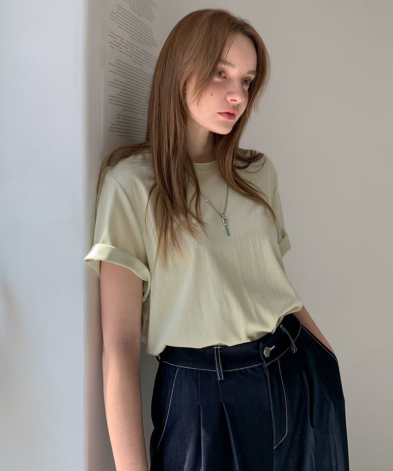 Raw Edge Round Short Sleeve T-shirt (8colors)