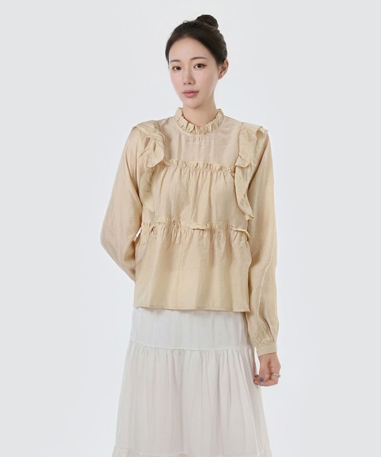 소피아 프릴 블라우스_베이지
