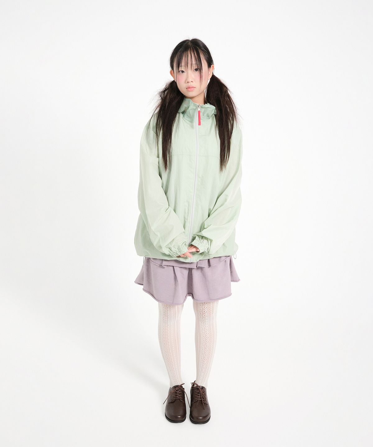 애프터썸머(AFTERSUMMER) hooded mix wind jacket (mint)
