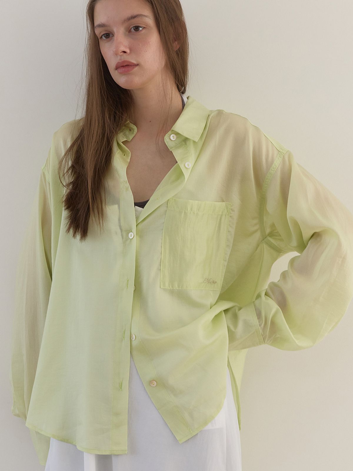 아수라(ASURA) SHEER TENCEL SHIRT (LIME)