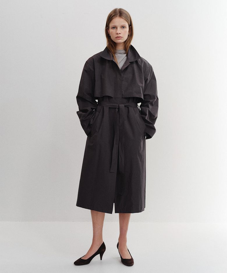 FLAP MAC COAT CHARCOAL