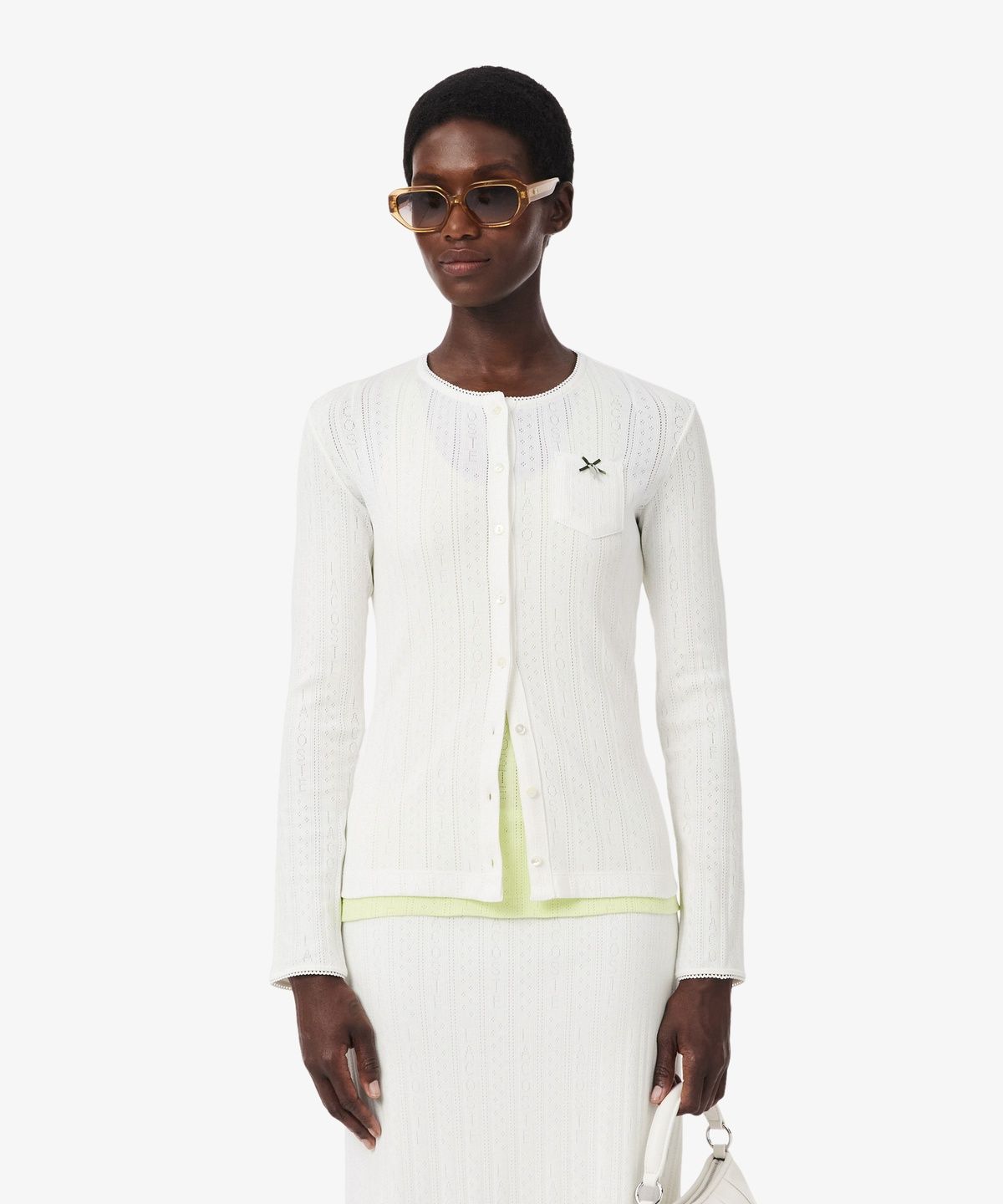 라코스테(LACOSTE) 여성 포인텔 리본 크록 긴팔 가디건 TF9866-56G 70V