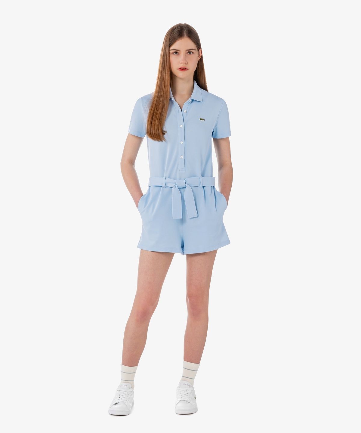 라코스테(LACOSTE) 여성 미니 피케 반팔 점프수트 EF1823-56G HBA
