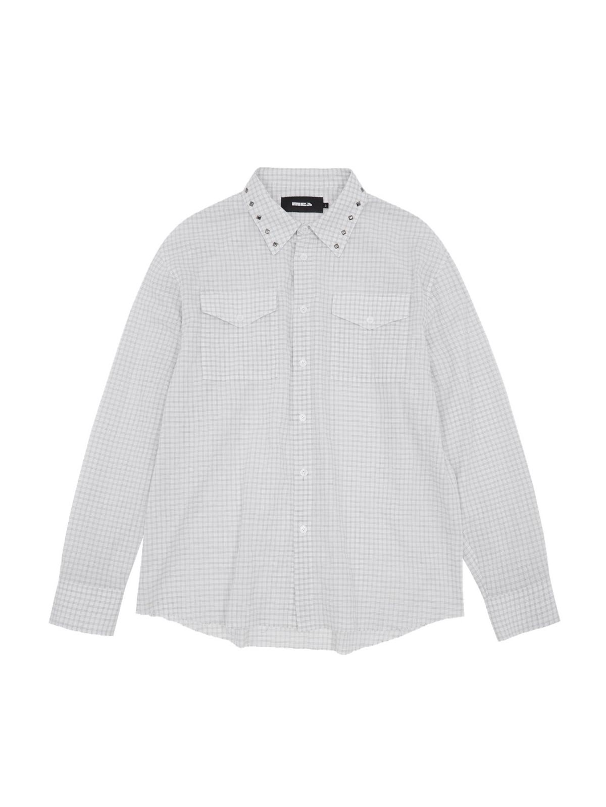 메아(MEA) STUDDED CHECK SHIRT [WHITE]