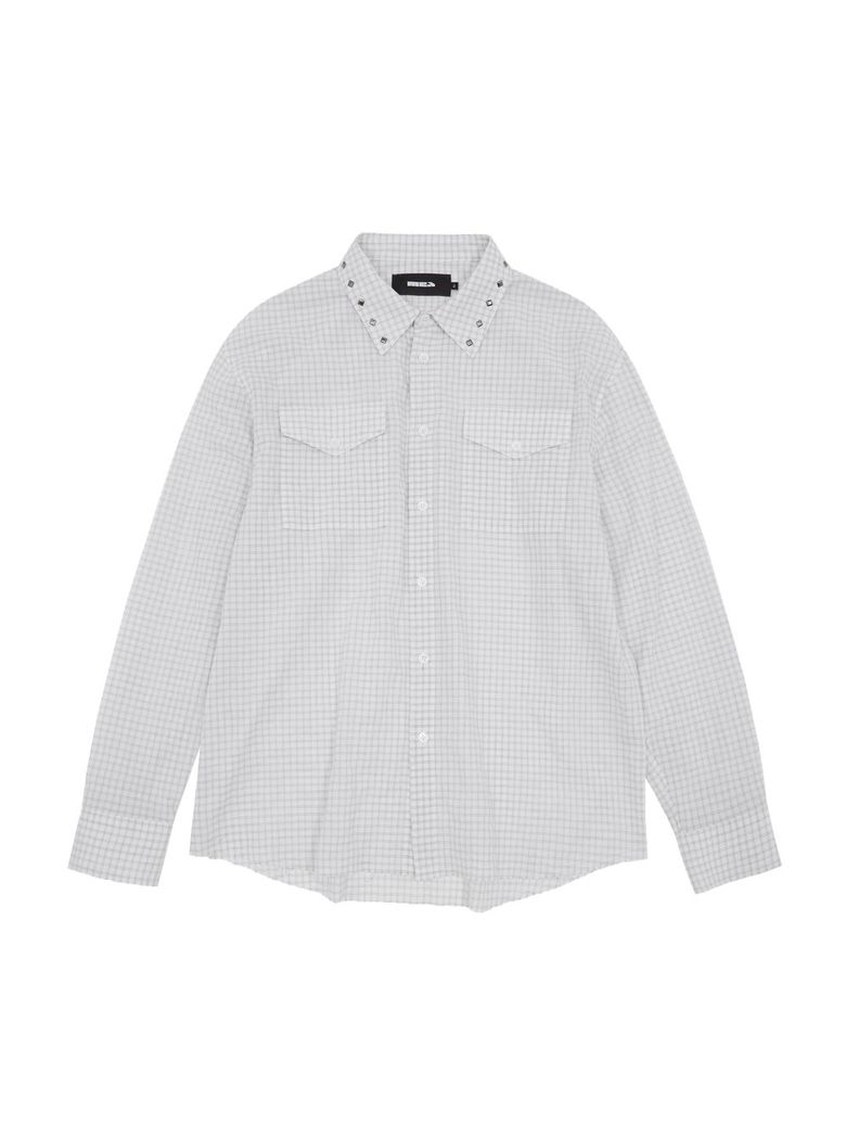 STUDDED CHECK SHIRT [WHITE]