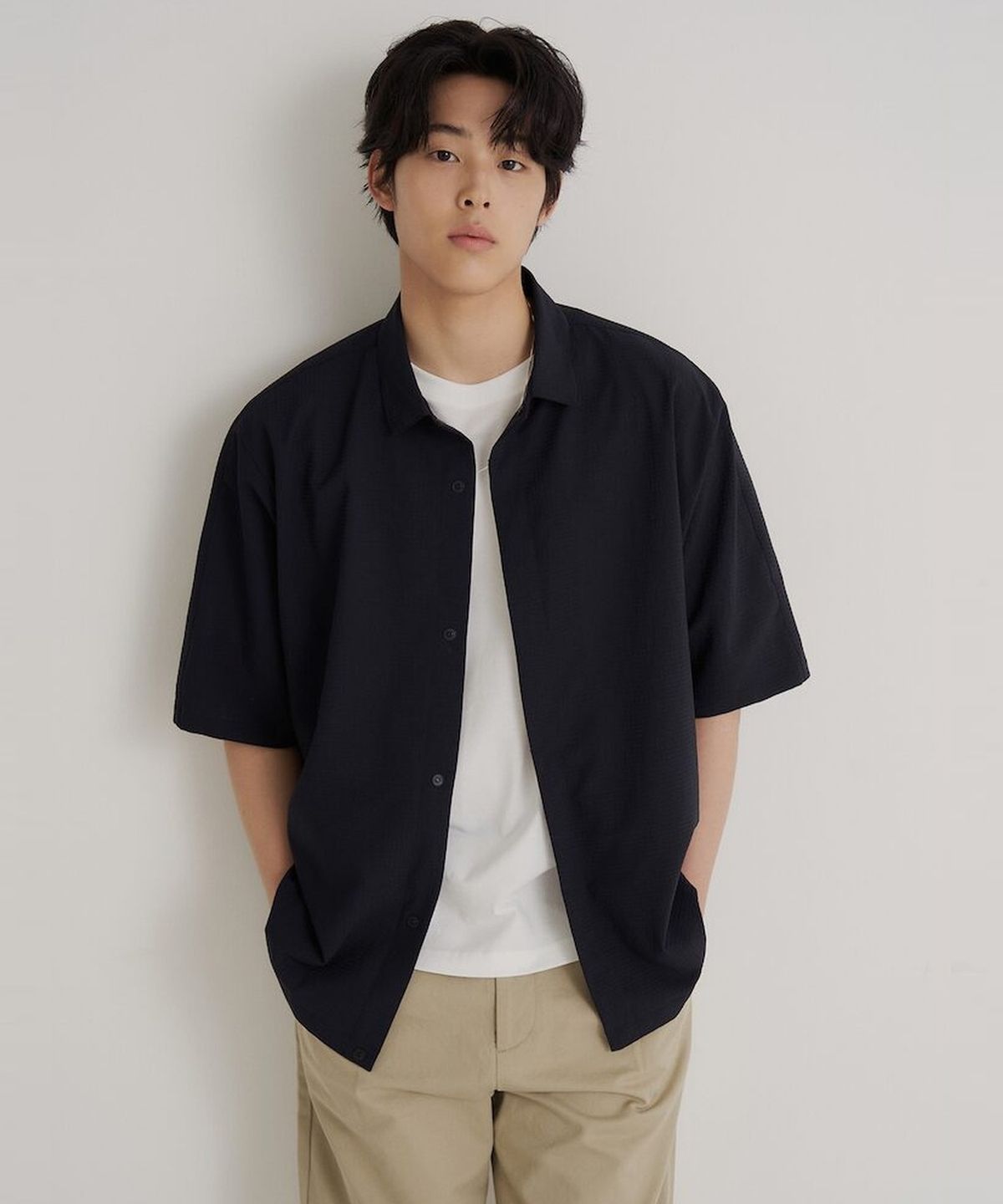 빈폴 멘(BEANPOLE MEN) 젠틀테크 아우터형 반소매 셔츠  애쉬