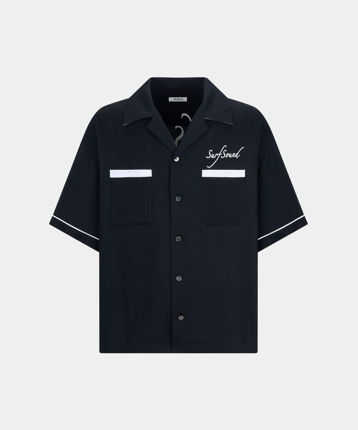 노이스(NOICE) EMBROIDERED BOWLING SHIRT - BLACK