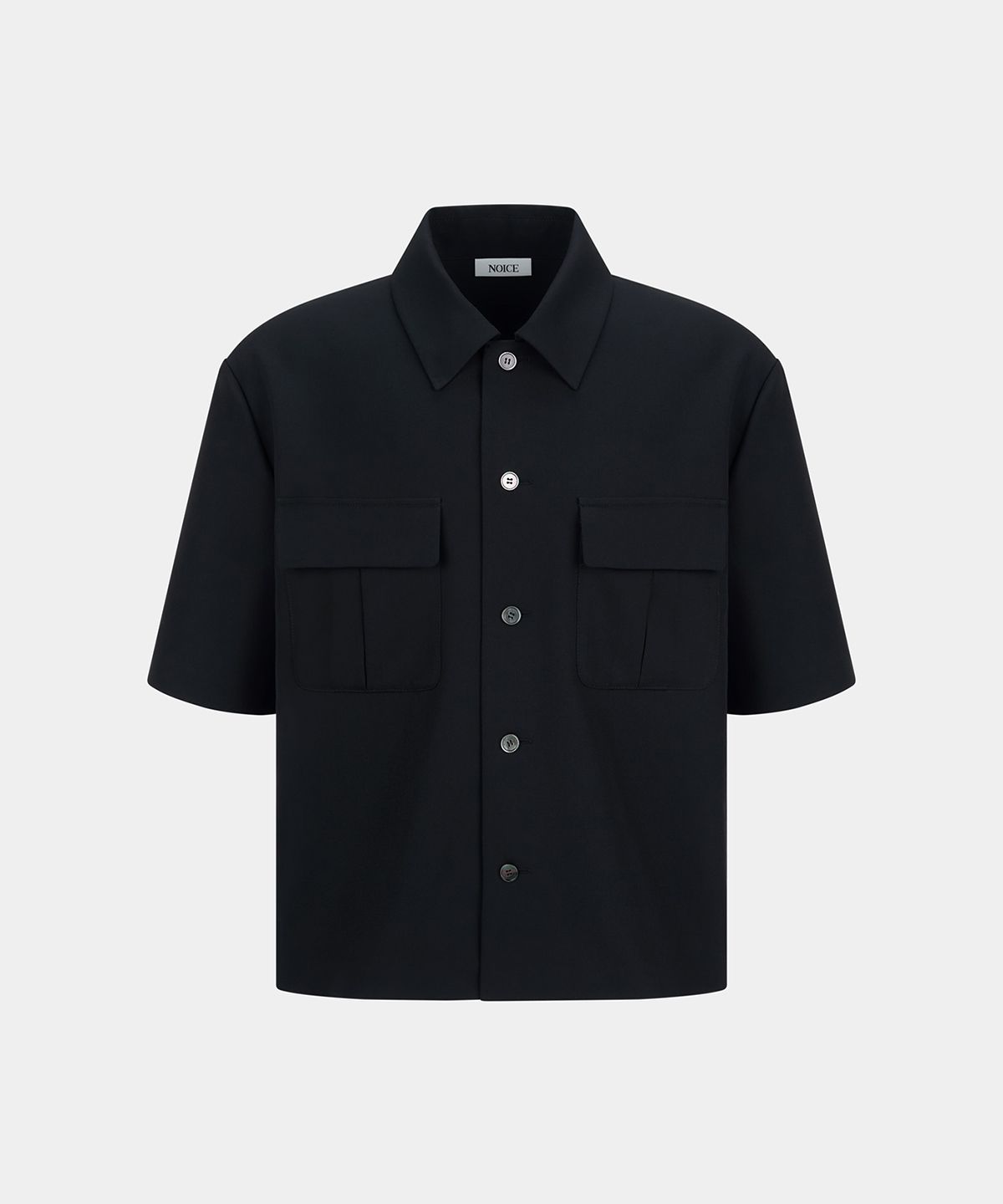 노이스(NOICE) FLAP POCKET CROP SHIRT - BLACK