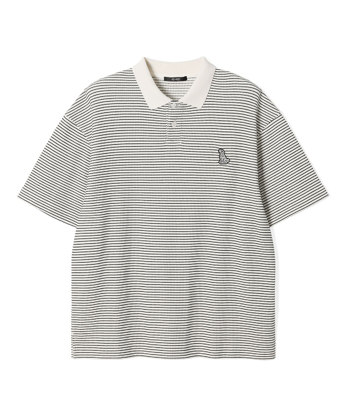 애드호크(ADHOC) 남성 스트라이프 칼라 반팔 티셔츠 (WHITE) (HC4ST03)