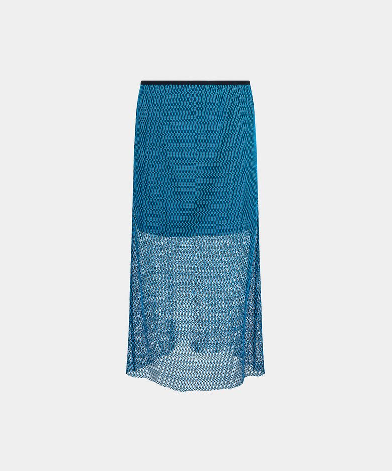 W JAPANESE CRAFT KNIT MESH SKIRT - BLUE