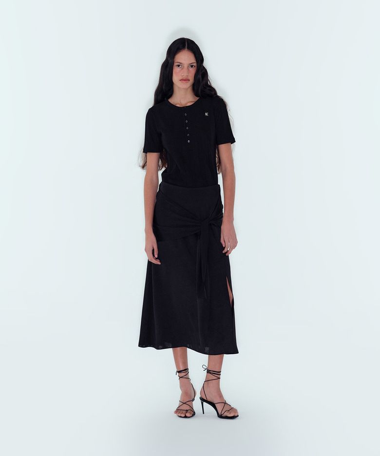 W DRAPE KNOT SKIRT - BLACK