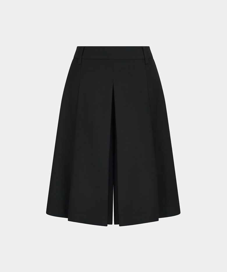 W PLEATS SKIRT FRONT SHORTS - BLACK