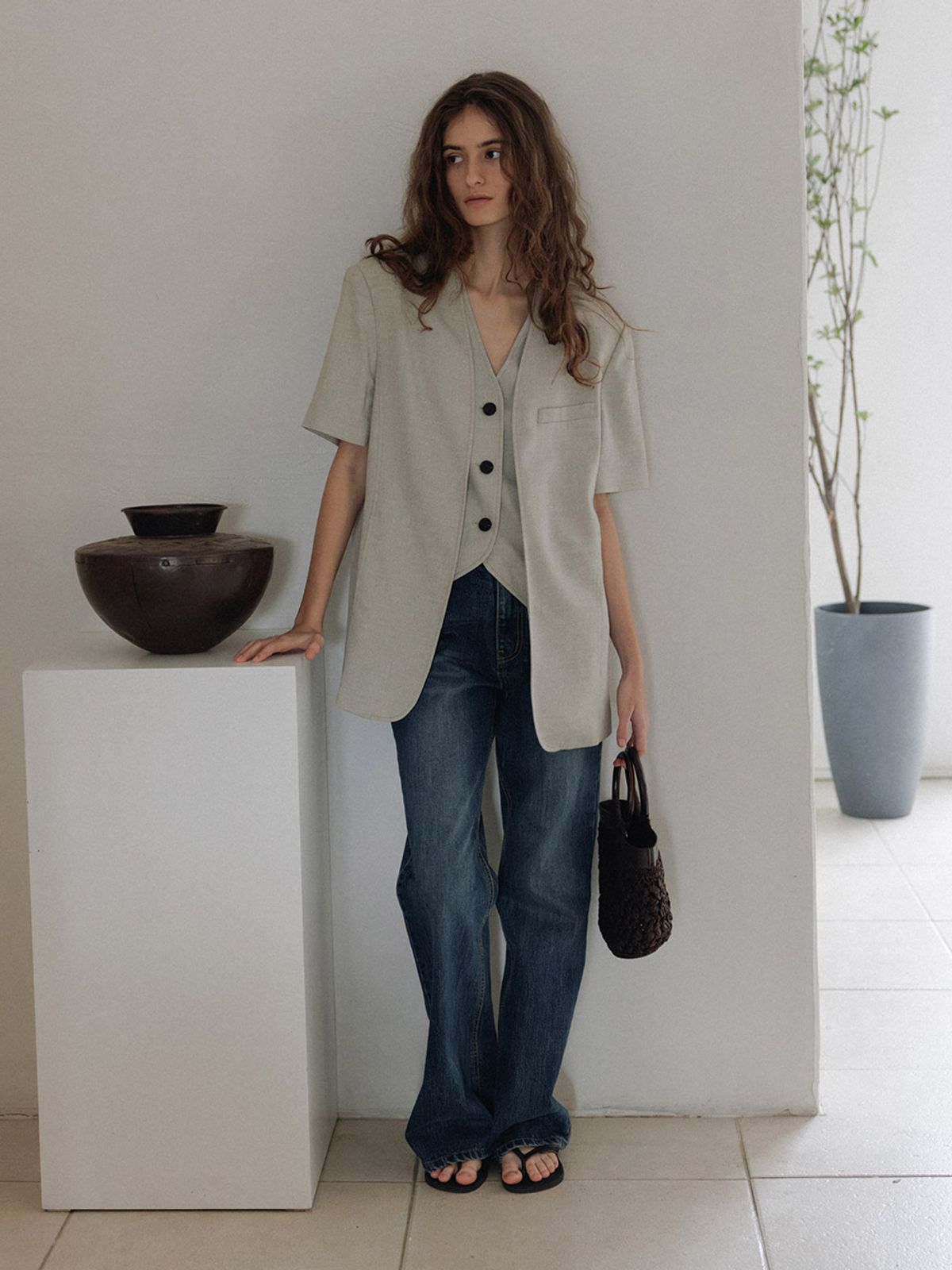 헌치(HUNCH) Semi Boots Cut Denim Pants