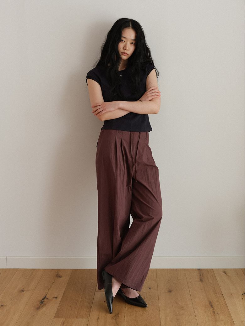 Tuck Detail Semi-Wide Pants (2color)
