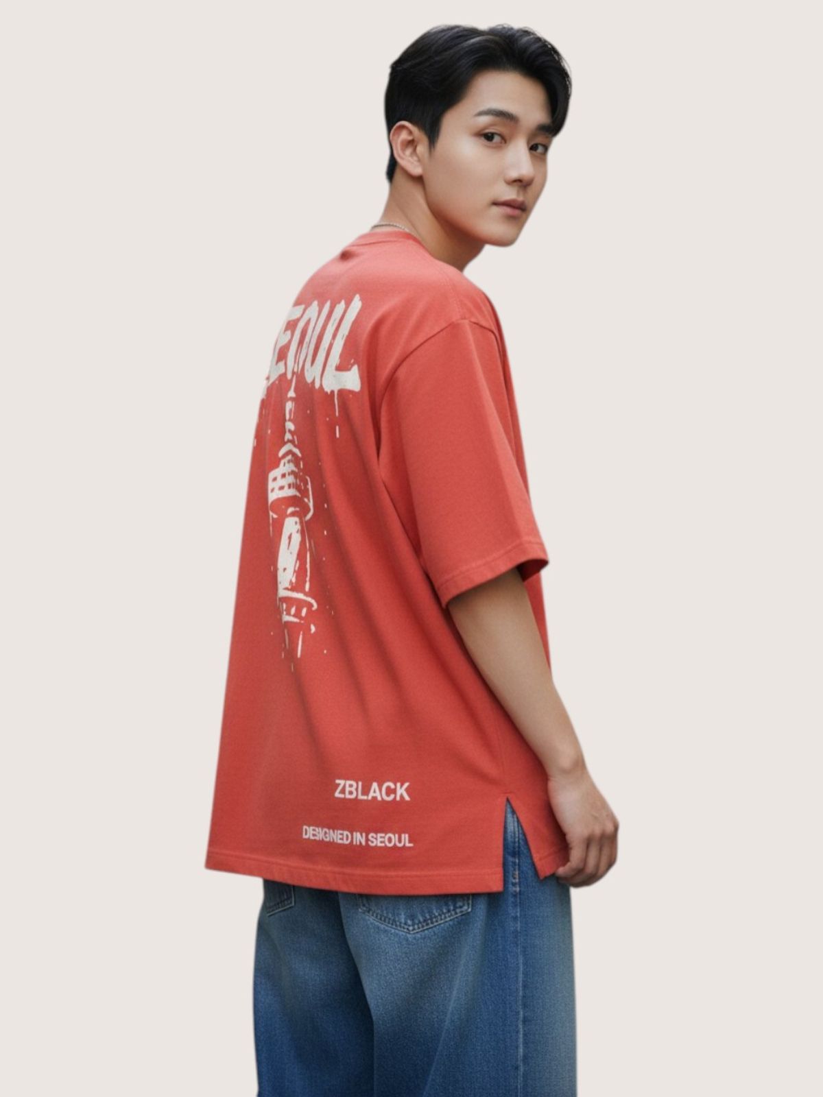 지블랙(ZBLACK) 서울 시그니쳐 반팔  티셔츠(CORAL)