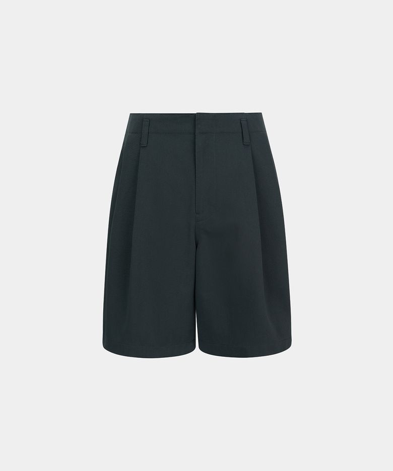W STRUCTURED COTTON SHORTS - DARK GREEN
