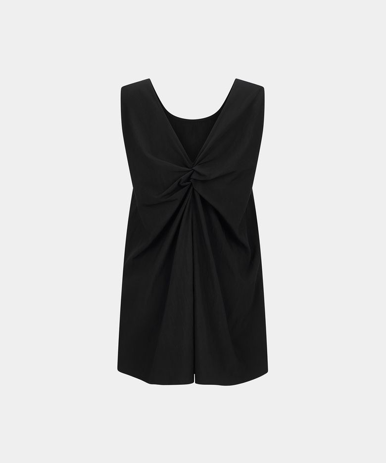 W BACK TWIST DRAPE TOP - BLACK