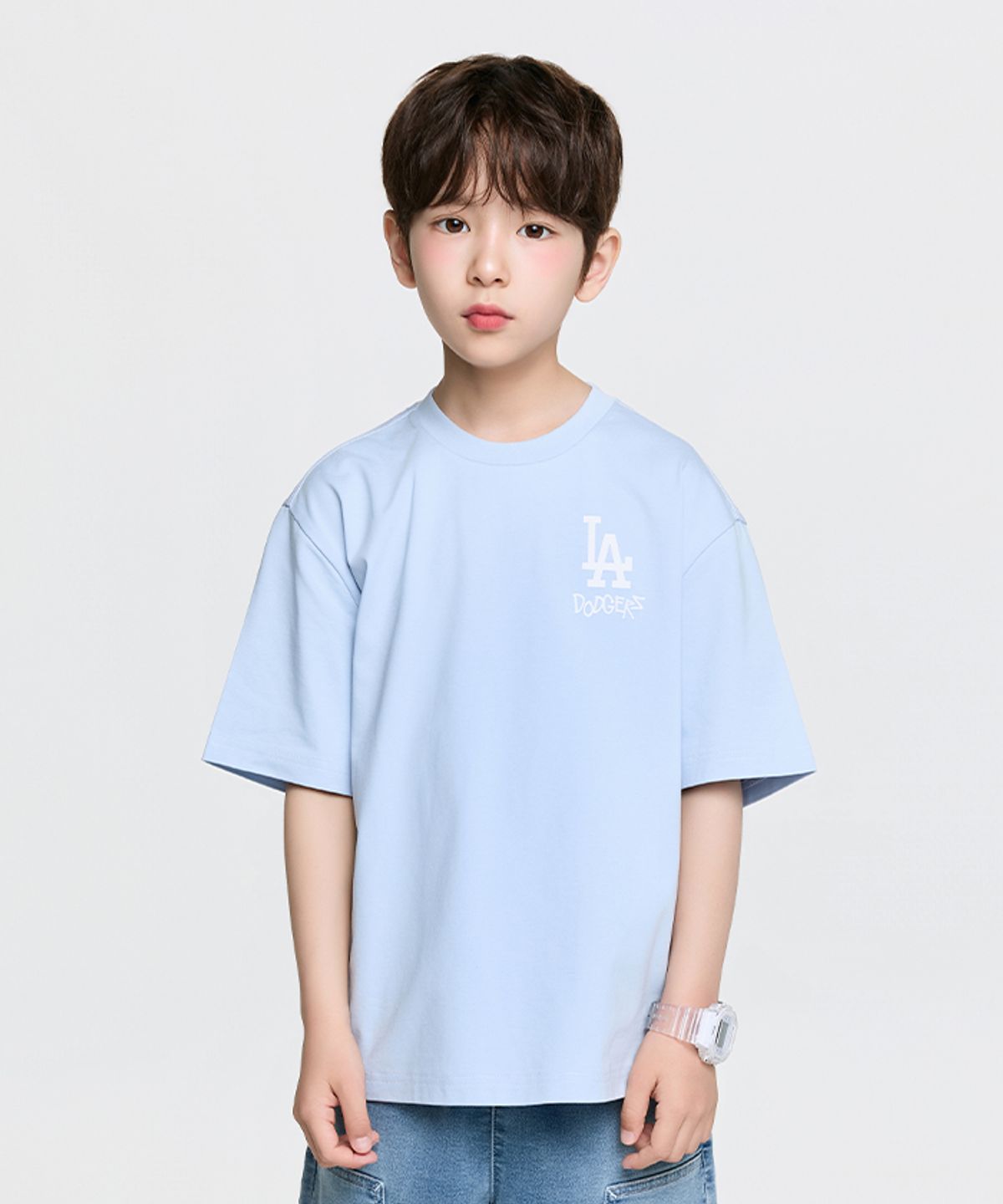 엠엘비 키즈(MLB KIDS) 스트릿 베어 아트웍 티셔츠 LA (Mg. Sky Blue)