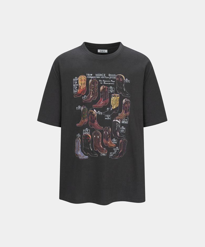 WESTERN BOOTS GRAPHIC T-SHIRT - CHARCOAL