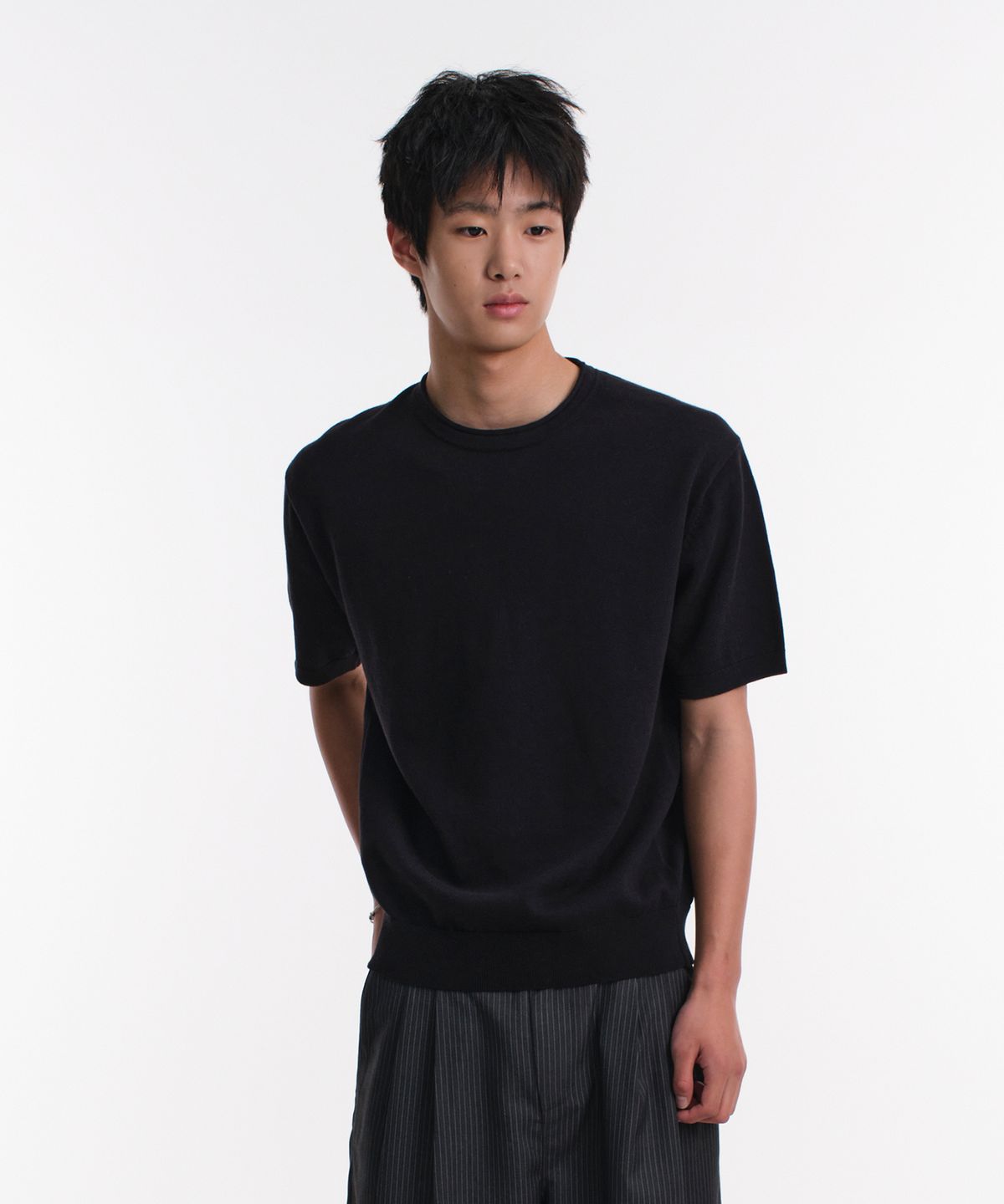 다이브인(DIVEIN) LOUNGE COTTON KNIT T-SHIRTS (BLACK)