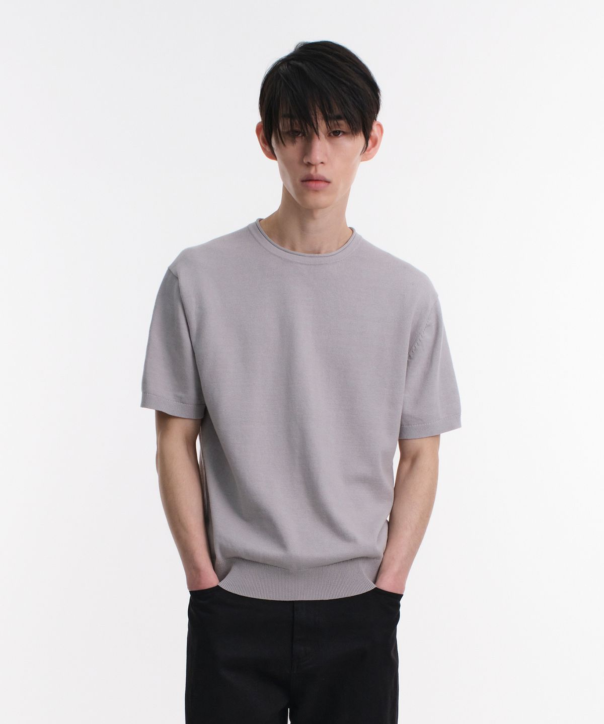 다이브인(DIVEIN) LOUNGE COTTON KNIT T-SHIRTS (ASH GRAY)