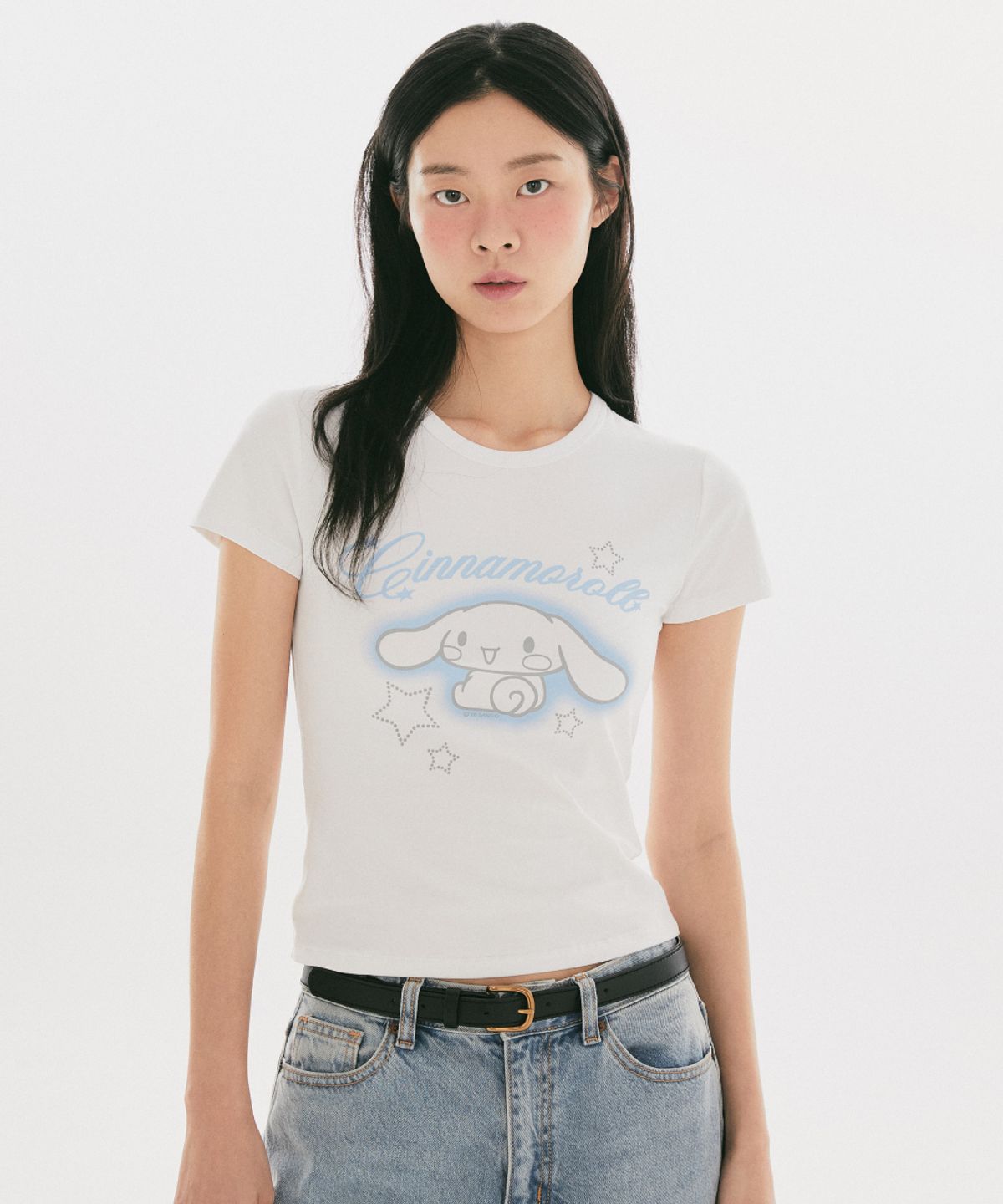 스파오(SPAO) [산리오캐릭터즈] 슬림핏 반팔 티셔츠(WHITE)_SPRLG37U09