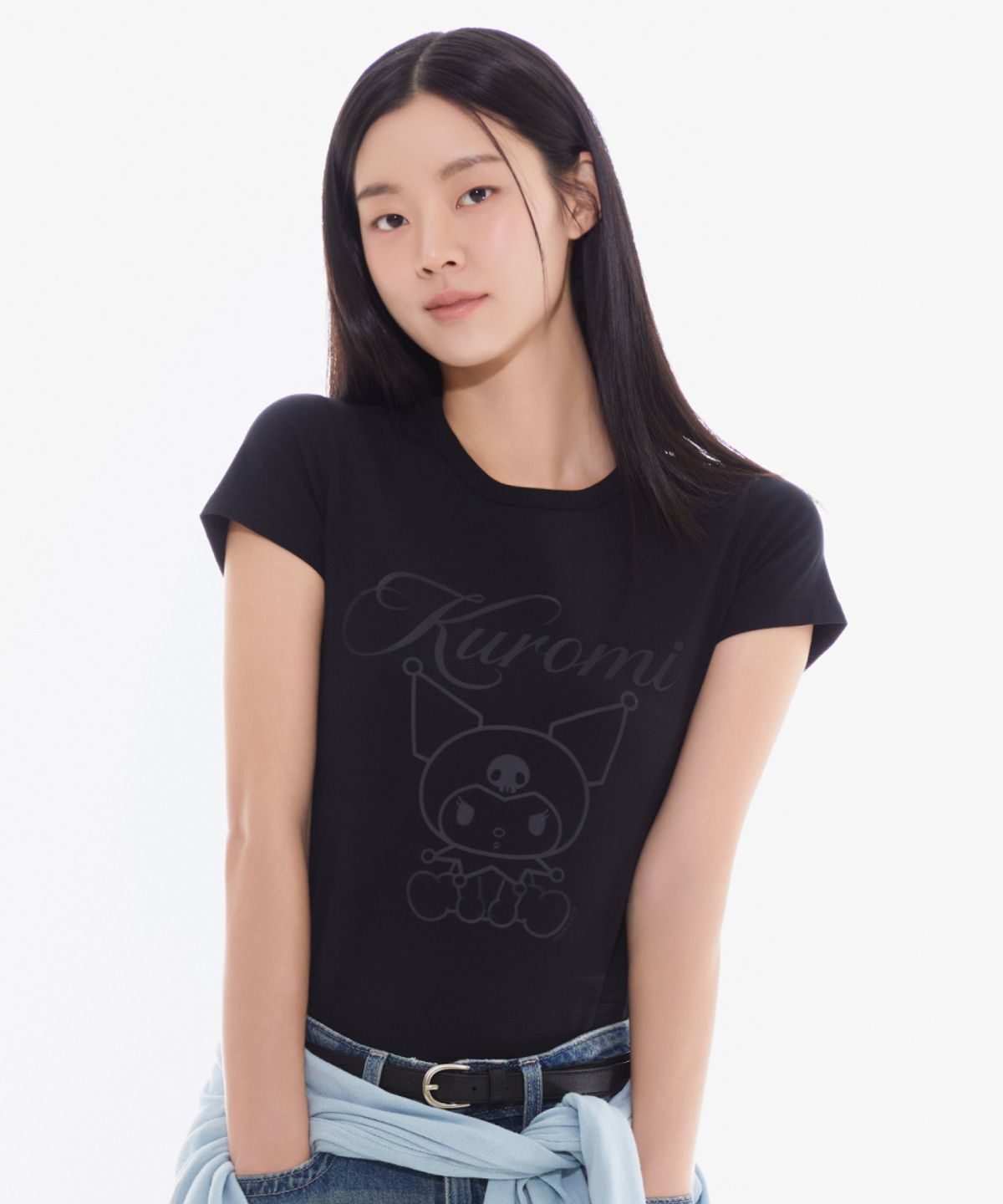 스파오(SPAO) [산리오캐릭터즈] 슬림핏 반팔 티셔츠(BLACK)_SPRLG37U09