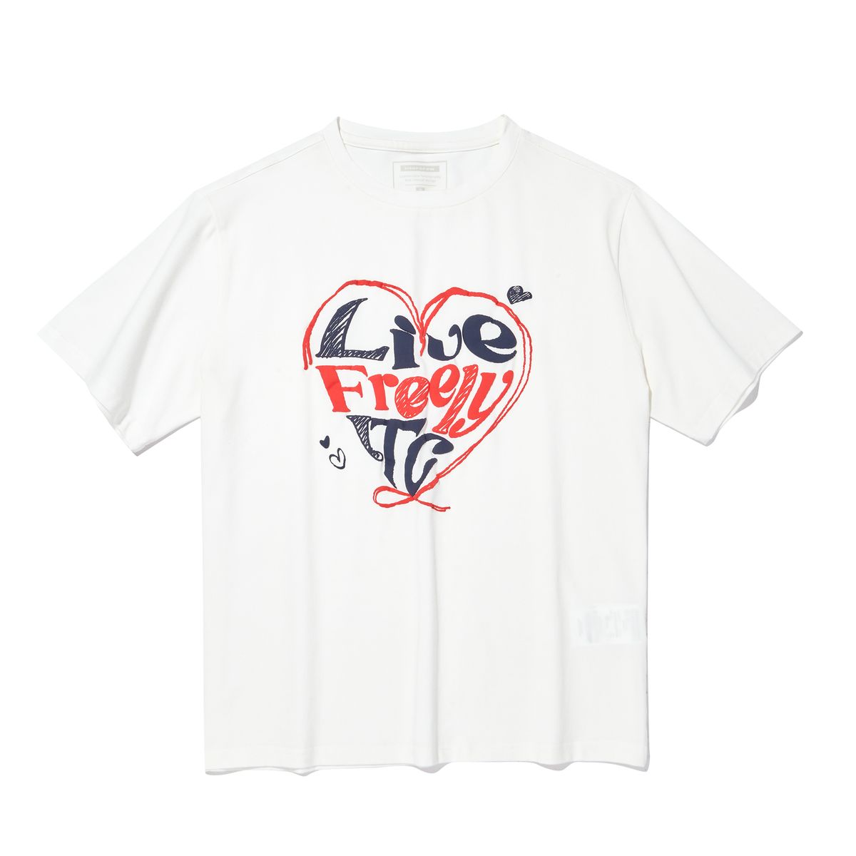 인터크루(INTERCREW) 우먼스 하트 레터링 중기 반팔 O화이트 ITA2TR54AOH