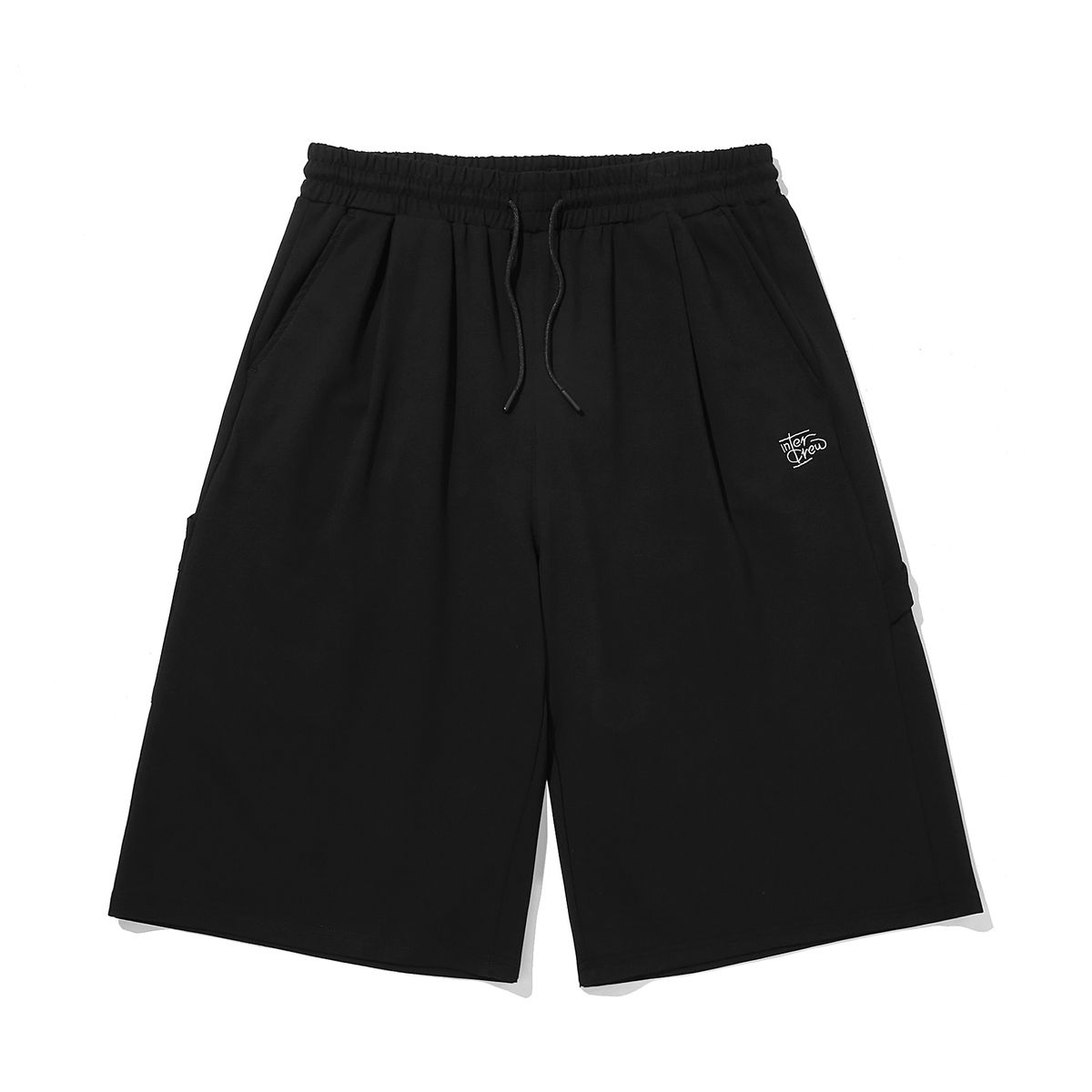 인터크루(INTERCREW) 턱 장식 6부 져지 반바지 블랙 ITA2RM01ABK