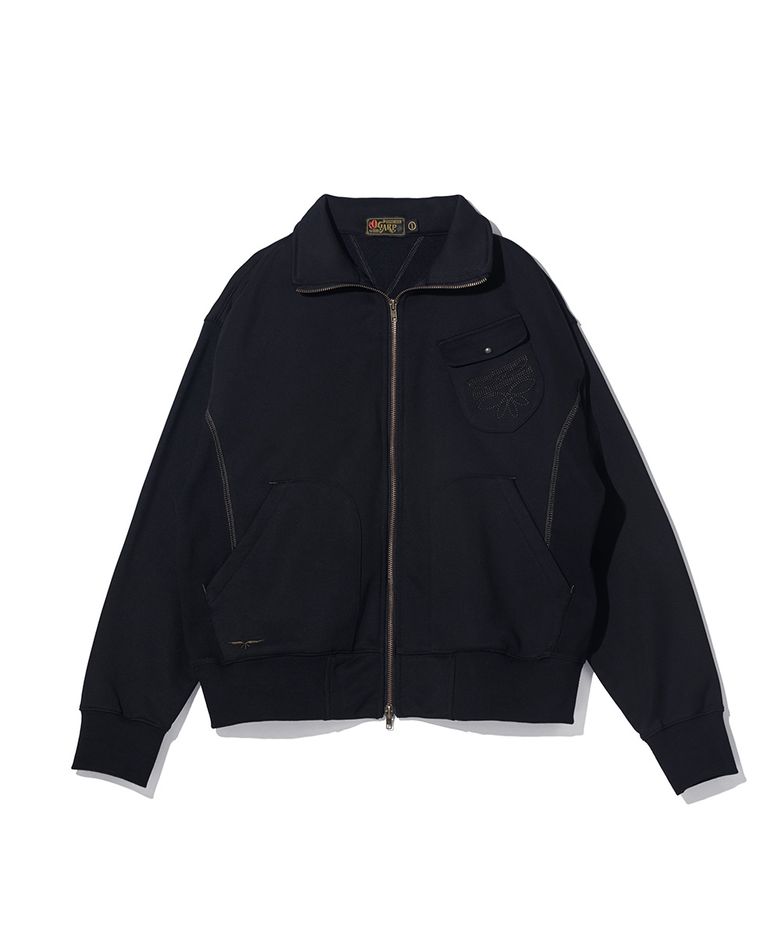 High Neck Zip-up Sweat Shirt Black