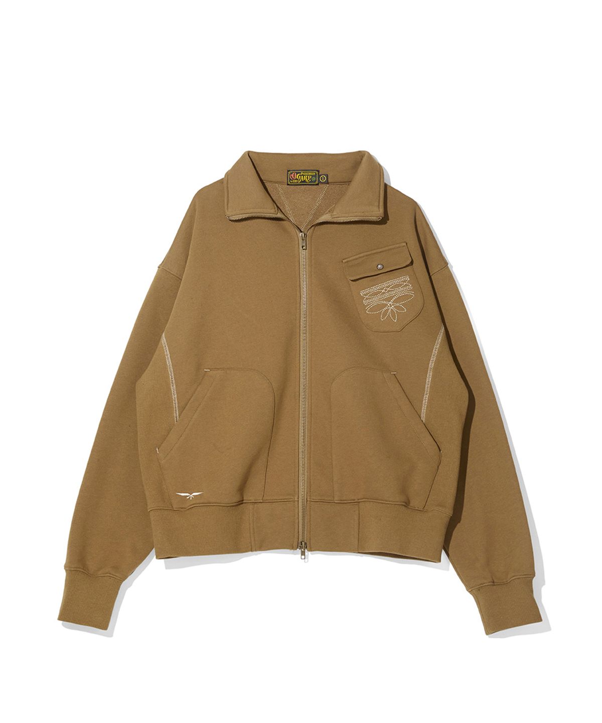오가프(OGARP) High Neck Zip-up Sweat Shirt Camel