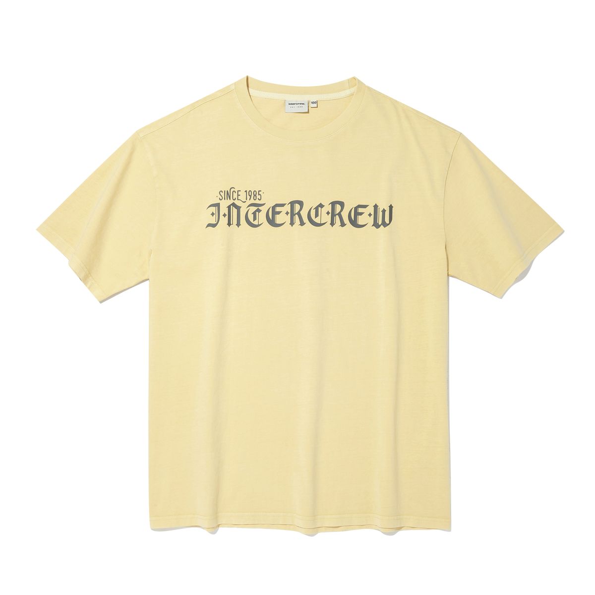 인터크루(INTERCREW) 고딕체 피그먼트 반팔 티셔츠 옐로우 ITA2TR34AYE