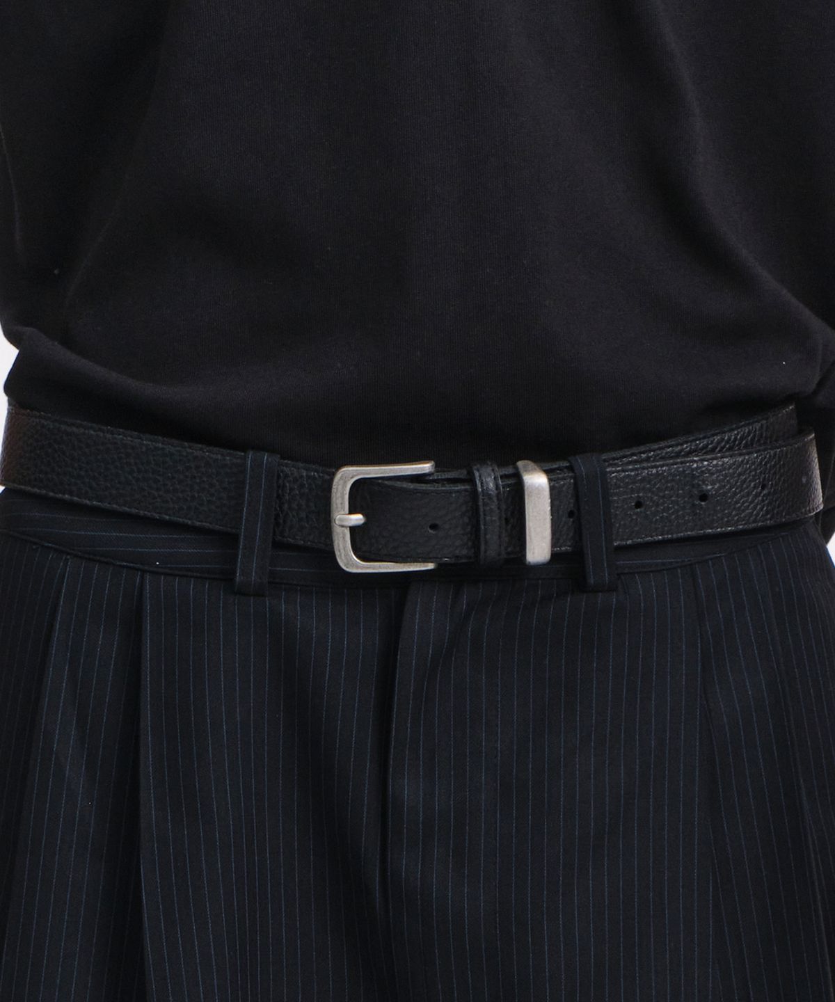 다이브인(DIVEIN) VINTAGE SHRUNKEN LEATHER BELT (BLACK)