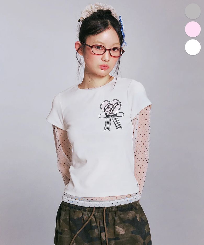 [3COLORS] YOUHEE ROSETTE T-SHIRTS