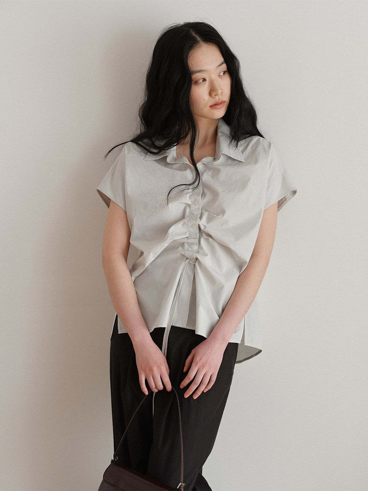 헌치(HUNCH) Tuck Detail Open Shirt (2color)