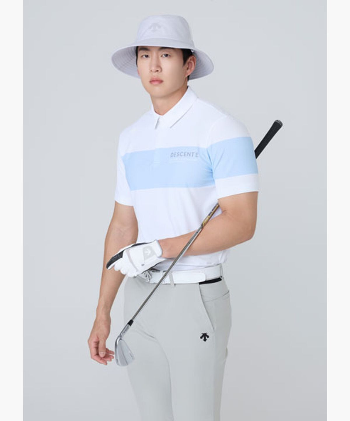 데상트 골프(DESCENTE GOLF) 남성 컬러 블록 카라 반팔 티셔츠  DR22MFTS4R