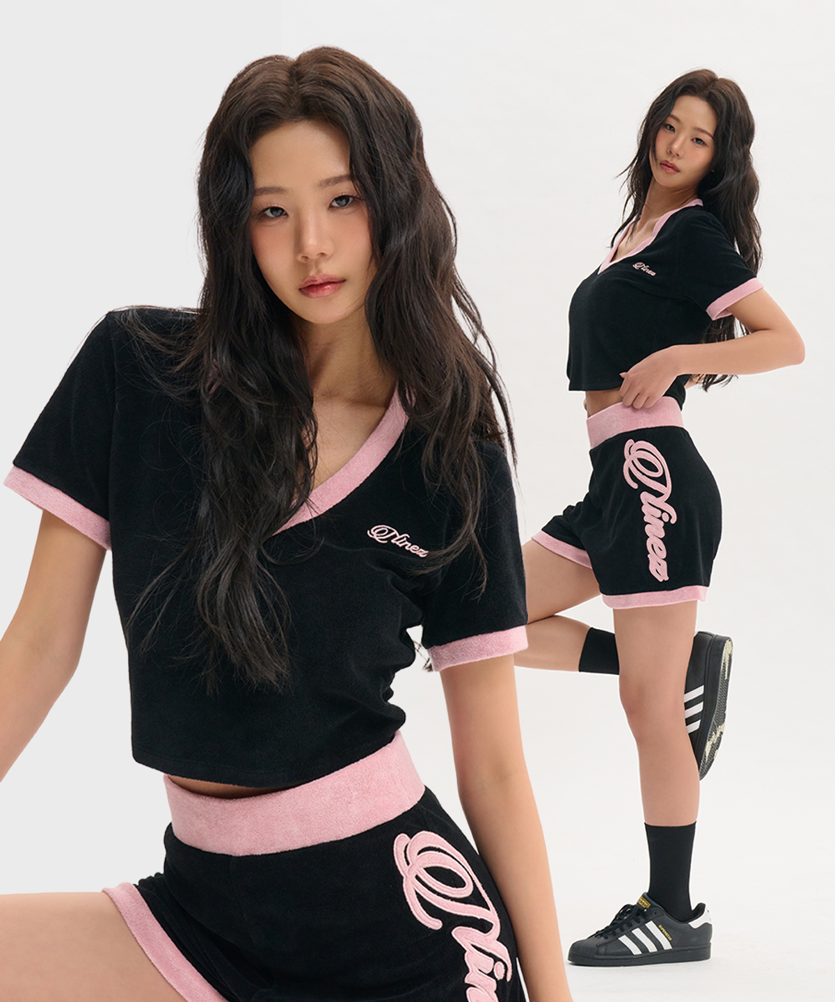 나인제트(NINEZ) [SET] 소프트 테리 크롭 셋업  (3color) BNZTS04W BNZSPT02W