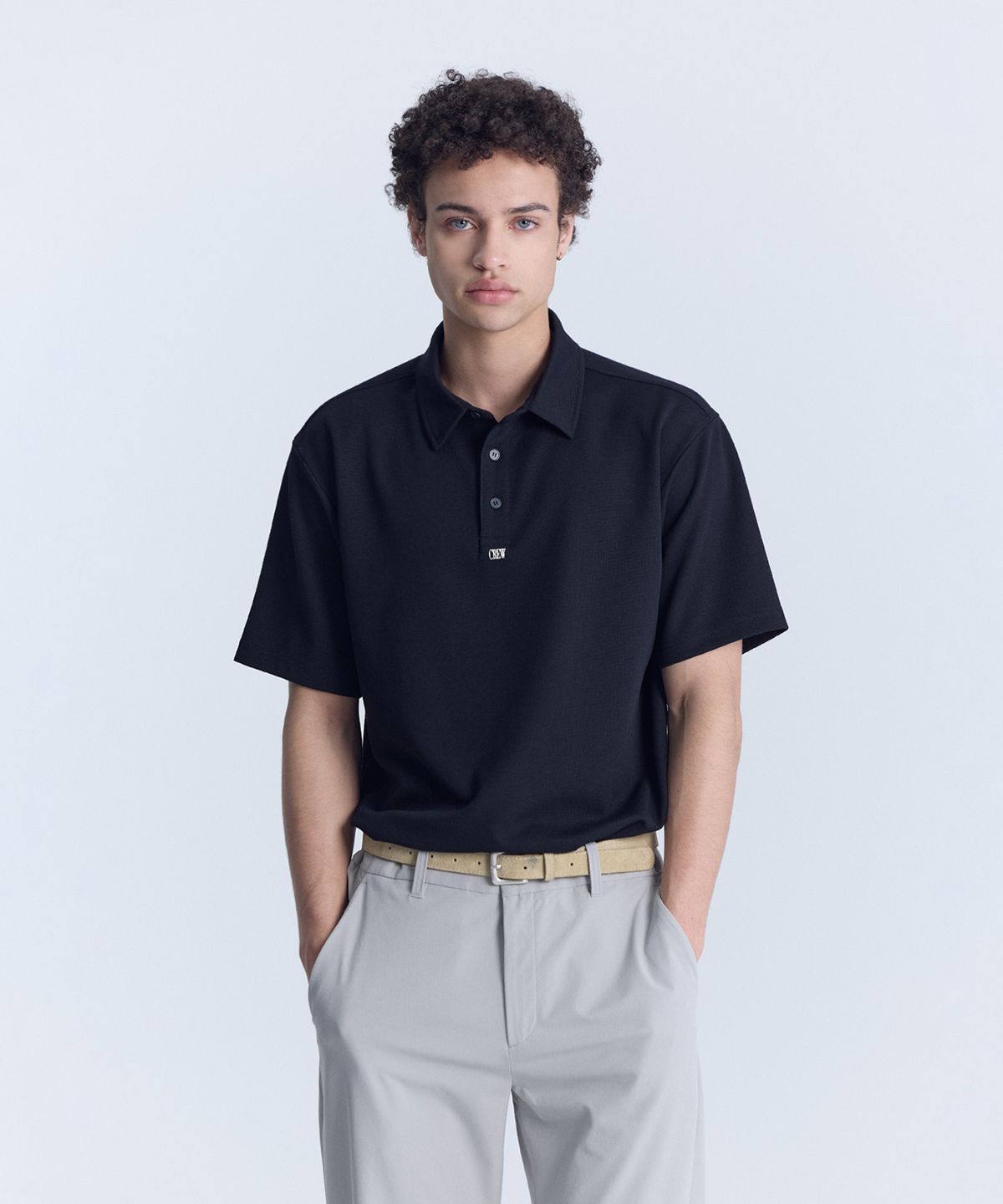 크루멤버스온리(CREW MEMBERS ONLY) AIR WAFFLE POLO BLACK