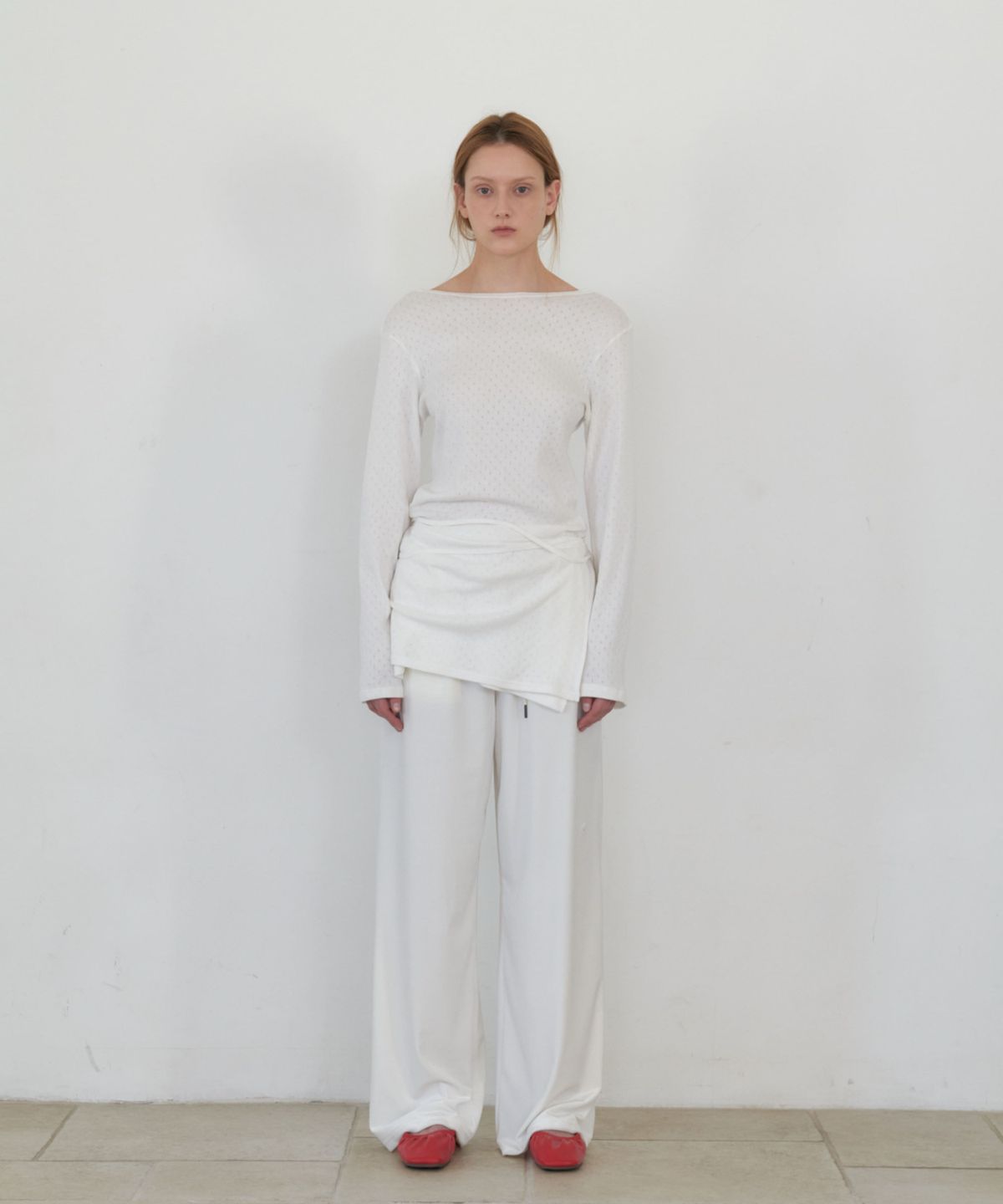 앤테(AENTE) Layered Wrap T-Shirt-White