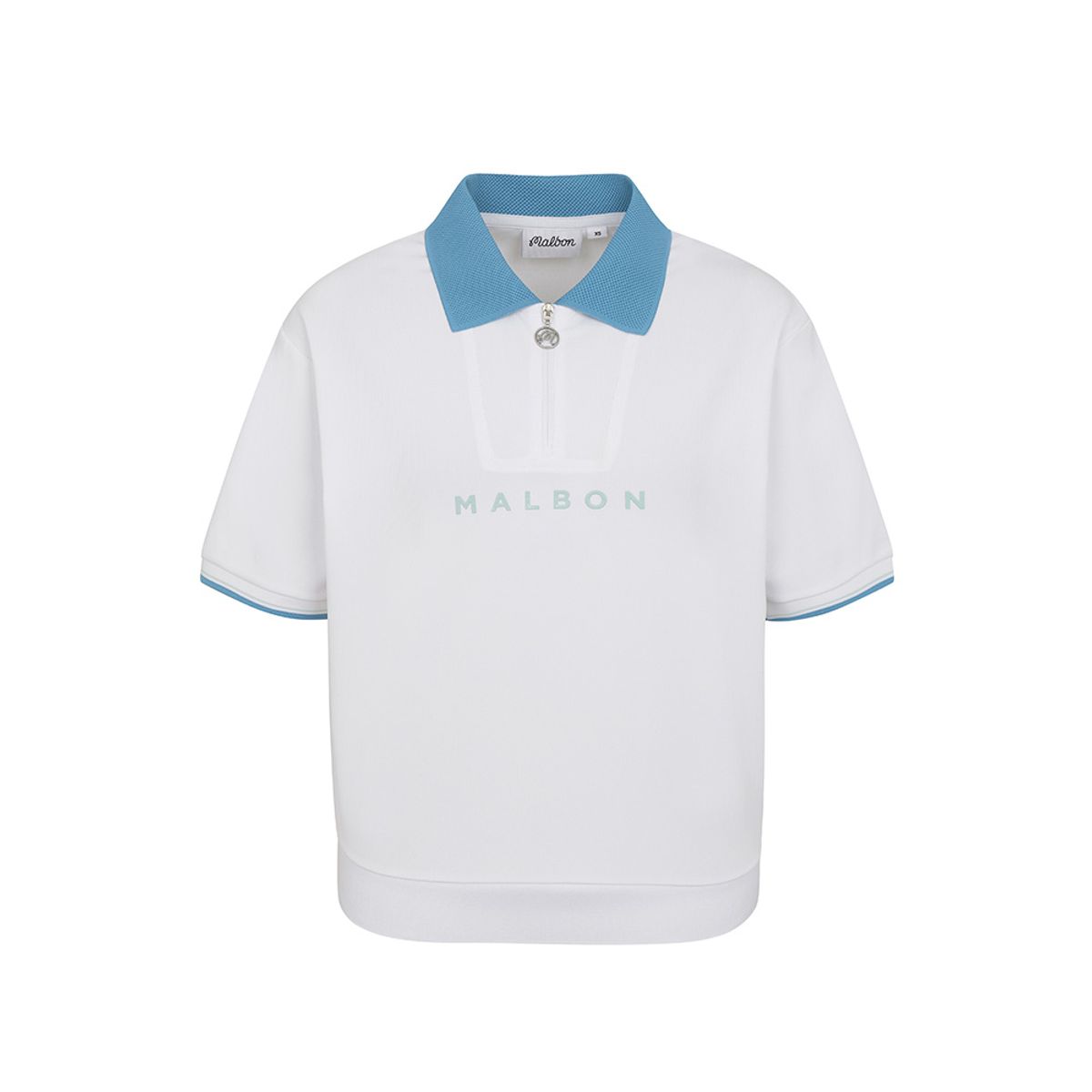 말본 골프(MALBON GOLF) 크롭 하프 집업 와플 티셔츠 WHITE (WOMAN)