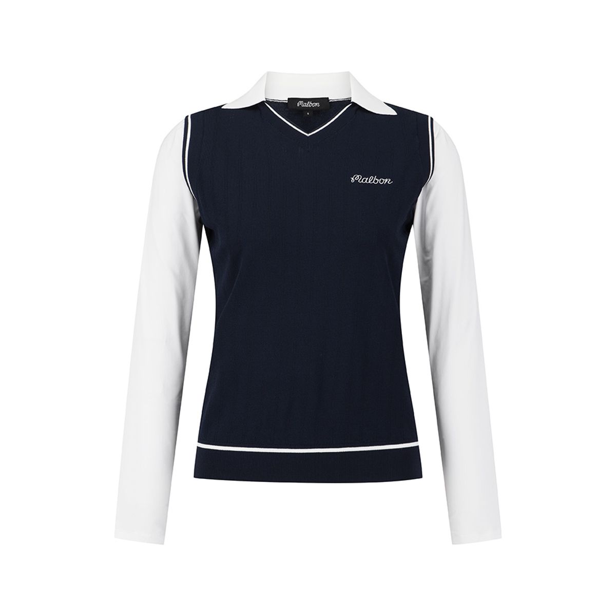 말본 골프(MALBON GOLF) 여성 냉감소매 하이브리드 니트 NAVY (WOMAN)