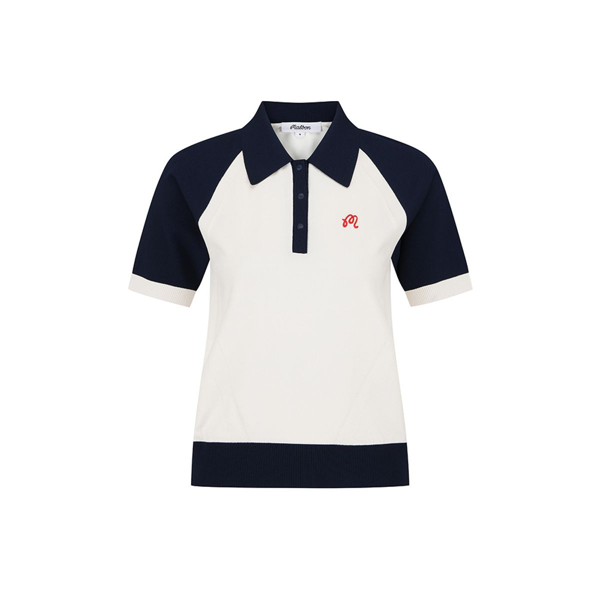 말본 골프(MALBON GOLF) 여성 니트 저지 하이브리드 카라 탑 NAVY (WOMAN)